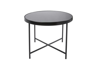 Velký kulatý černý stolek se skleněnou deskou Smooth 60cm Leitmotiv