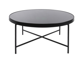 Velký kulatý konferenční černý stolek se skleněnou deskou Smooth XL 82cm Leitmotiv
