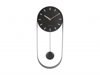 Nástěnné hodiny Kyvadlo Charm steel black KARLSSON