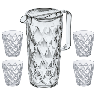 CRYSTAL set karafa 1,6 l + 4 sklenice KOZIOL, čirá
