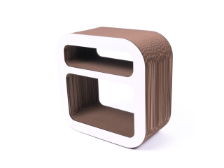 Noční stolek, polička bílý z recyklovaného kartonu ROUNDSHELF KARTOONS