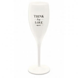 CHEERS NO.1 THINK LESS LOVE MORE sklenice na sekt 100ml KOZIOL, bílá