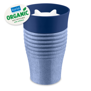 SAFE TO GO pohár(šálek) s uzávěrem 400 ml modrá ORGANIC Koziol