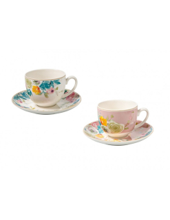 Set 2 kusů šálků s podšálky na cappuccino, čaj Paradise Cipria/Acqua 210 ml BRANDANI