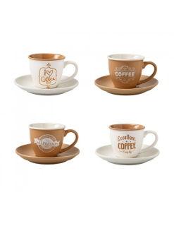 Set 4 kusů šálků s podšálky na kávu COLORI 90ml BRANDANI