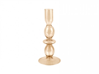 Skleněný svícen Bubbles Handmade 18 cm M hnědý Present Time