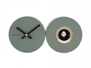 Nástěnné hodiny Duo Cuckoo matné jungle green KARLSSON