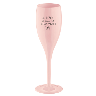 CHEERS NO.1 DAS LEBEN IST BESSER MIT CHAMPAGNER, sklenice na sekt 100ml KOZIOL, růžová