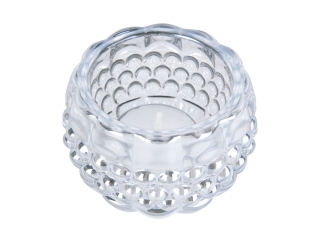 Svícen skleněný na svíčku Sparkle Dots 6 cm stříbrný Present Time