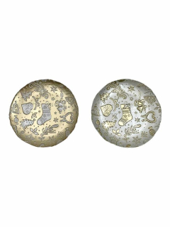 Vánoční skleněný talíř/tác na cukroví 21 cm, set 2ks Christmas BRANDANI