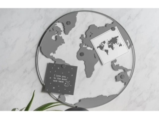 Magnetická tabule Mapa světa s magnety šedá 50cm Present Time