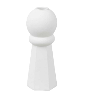 Svícen Geo Crown polyresin bílý 18cm Present Time