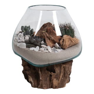House Nordic Kapka vody z teakového dřeva a skla, příroda, v15-20 cm