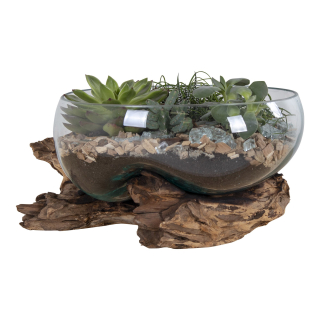 House Nordic Kapka vody z teakového dřeva a skla, příroda, v20 cm